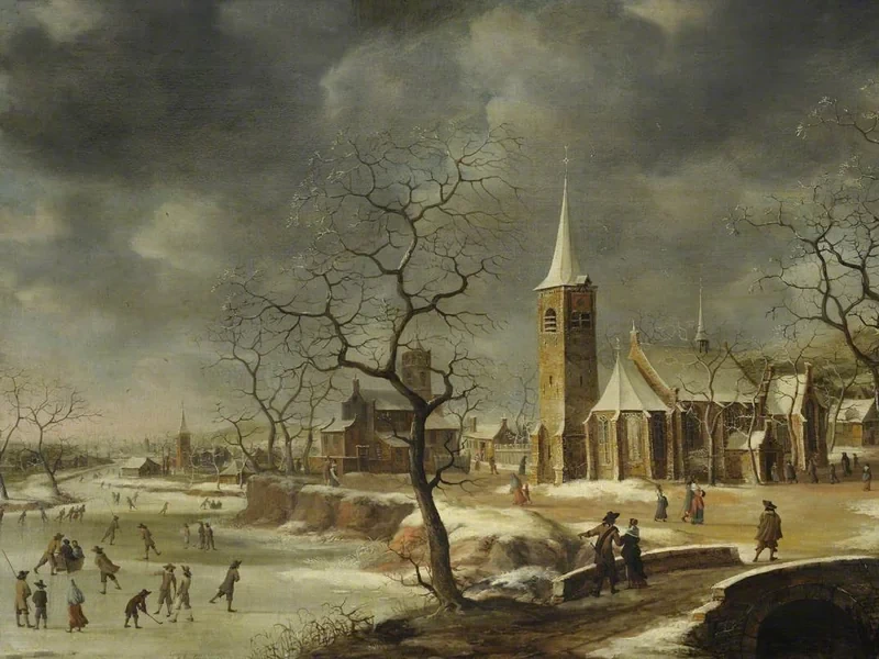 1622-Jan Abrahamsz Beerstraaten - Paesaggio invernale con vista su Katwijk aan de Rijn - National Trust for Places of Historic Interest or Natural Beauty